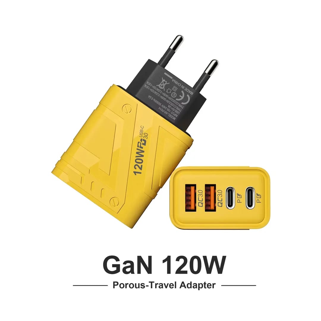 240W 2-in-1 Data Cable With Stand + 120W Fast Charger 4-Port USB & USB-C PD Travel Adapter