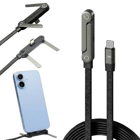 240W 2-in-1 Data Cable With Stand + 120W  Fast Charger 4-Port USB & USB-C PD Travel Adapter