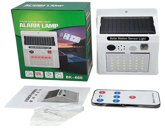 Alarm Sound Security Solar Lamp with Motion Detector & Remote Control
